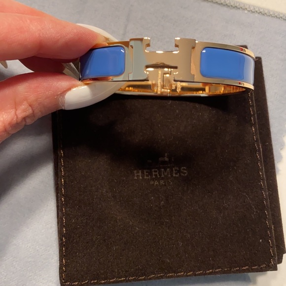 ❗️SOLD❗️Hermès Clic-H Bracelet - Blue Rose Gold - Picture 2 of 7